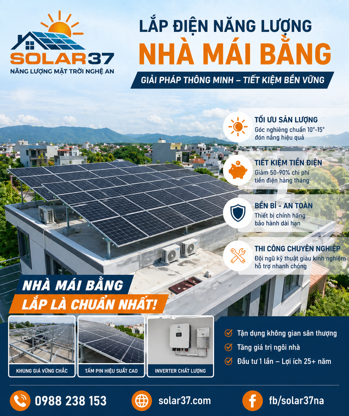 Nhà Mái Bằng - Lắp điện mặt trời1
