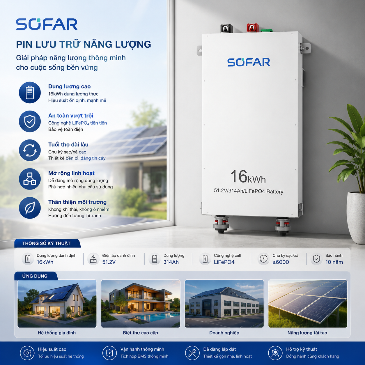 Pin Lưu Trữ LITHIUM SOFAR SF-16KWH-L1
